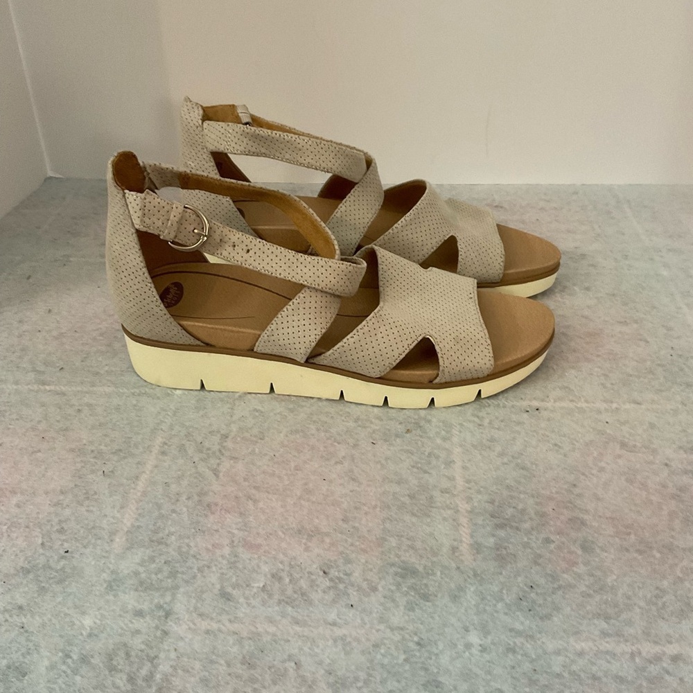 Dr. Scholl’s Good Karma Strappy Wedge Sandals Gray 8M